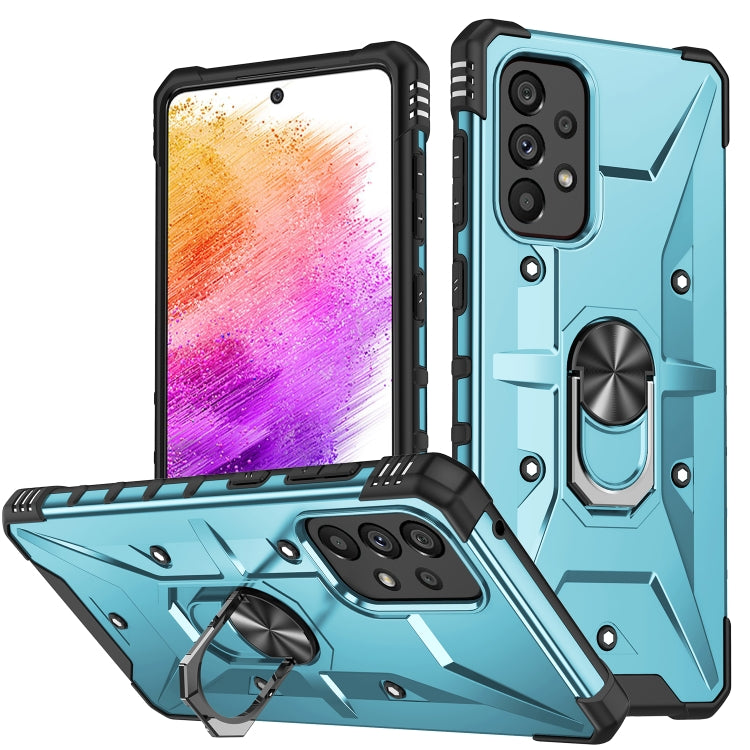 For Samsung Galaxy A73 5G Ring Holder Phone Case(Light Blue) - Galaxy Phone Cases by PMC TechLife | Online Shopping South Africa | PMC TechLife | Buy Now Pay Later Mobicred