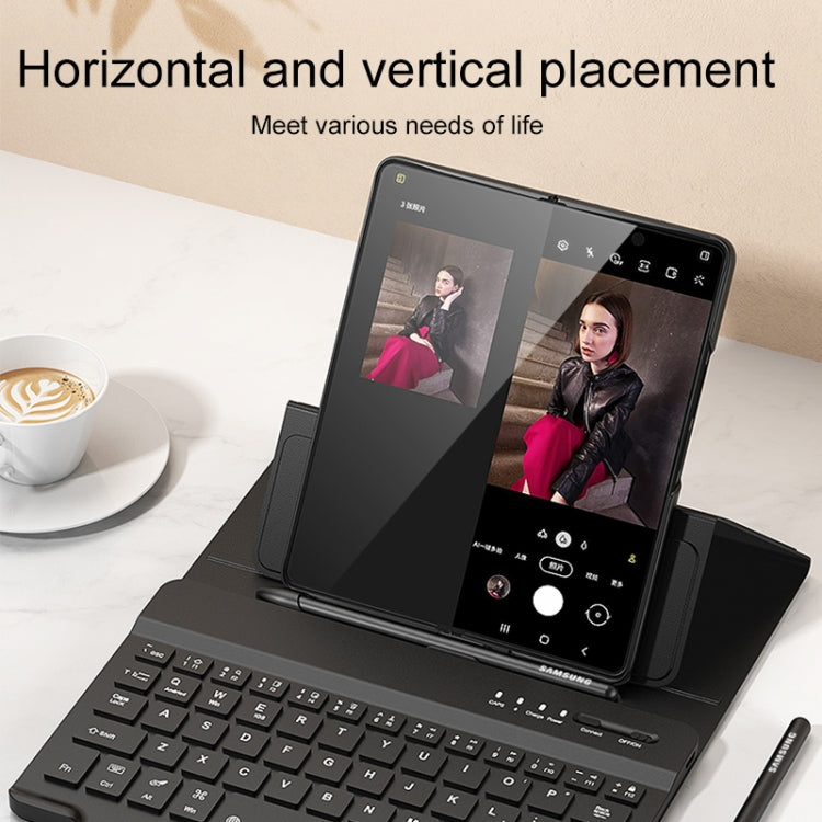 For Samsung Galaxy Z Fold4 5G Magnetic Folding Bluetooth Keyboard Leather Case(Carbon Fiber) - Samsung Keyboard by PMC TechLife | Online Shopping South Africa | PMC TechLife