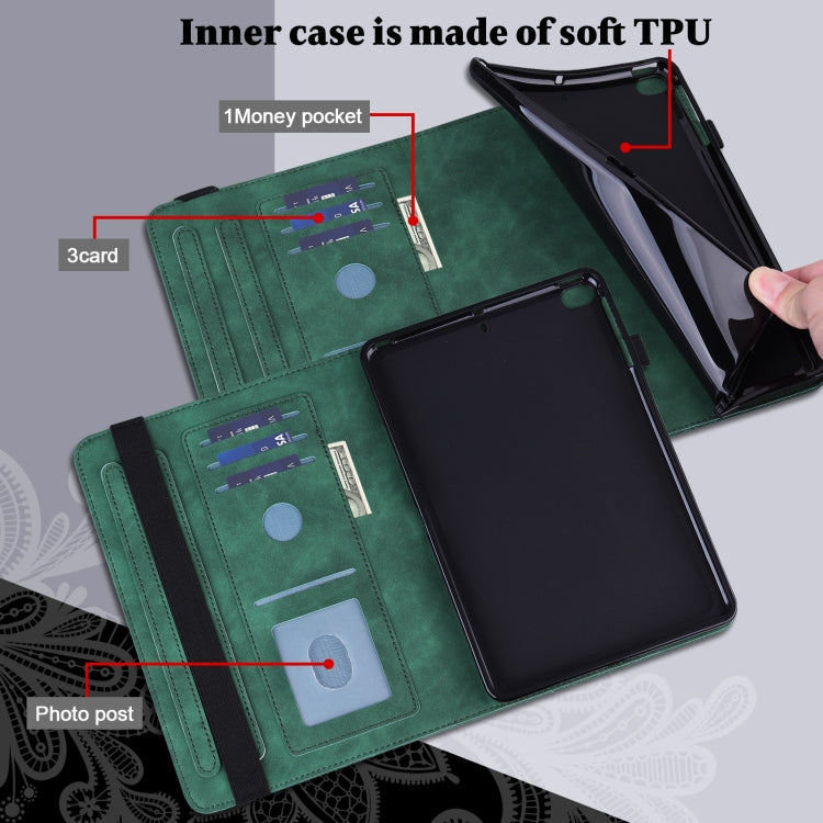 For Nokia T20 10.4 2021 Lace Flower Embossing Pattern Leather Tablet Case(Green) - Nokia by PMC TechLife | Online Shopping South Africa | PMC TechLife | Buy Now Pay Later Mobicred