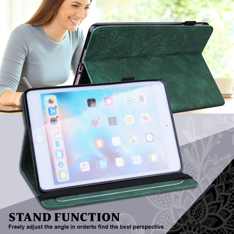 For Nokia T20 10.4 2021 Lace Flower Embossing Pattern Leather Tablet Case(Green) - Nokia by PMC TechLife | Online Shopping South Africa | PMC TechLife | Buy Now Pay Later Mobicred
