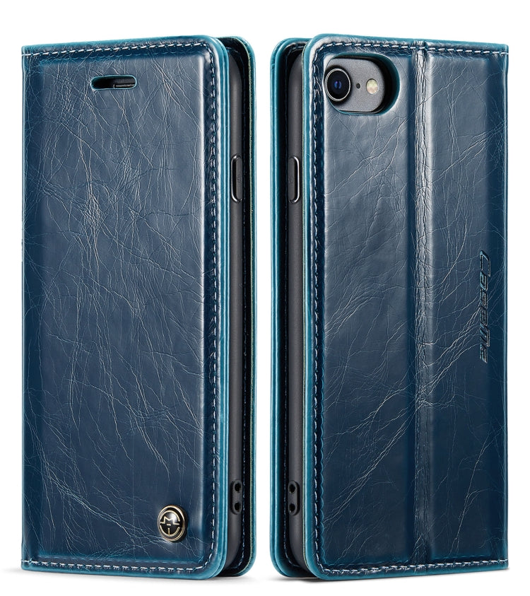 For iPhone SE 2022 / SE 2020 / 7 / 8 CaseMe 003 Crazy Horse Texture Leather Phone Case(Blue) - iPhone SE 2022 / 2020 / 8 / 7 Cases by CaseMe | Online Shopping South Africa | PMC Jewellery | Buy Now Pay Later Mobicred