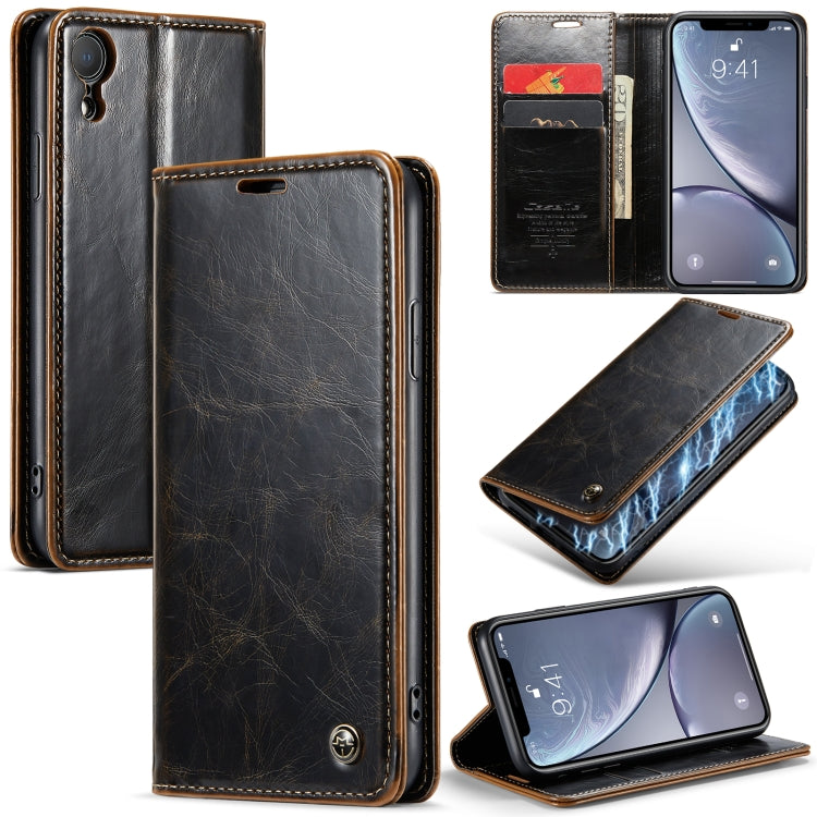 For iPhone XR CaseMe 003 Crazy Horse Texture Leather Phone Case(Coffee) - More iPhone Cases by CaseMe | Online Shopping South Africa | PMC Jewellery | Buy Now Pay Later Mobicred