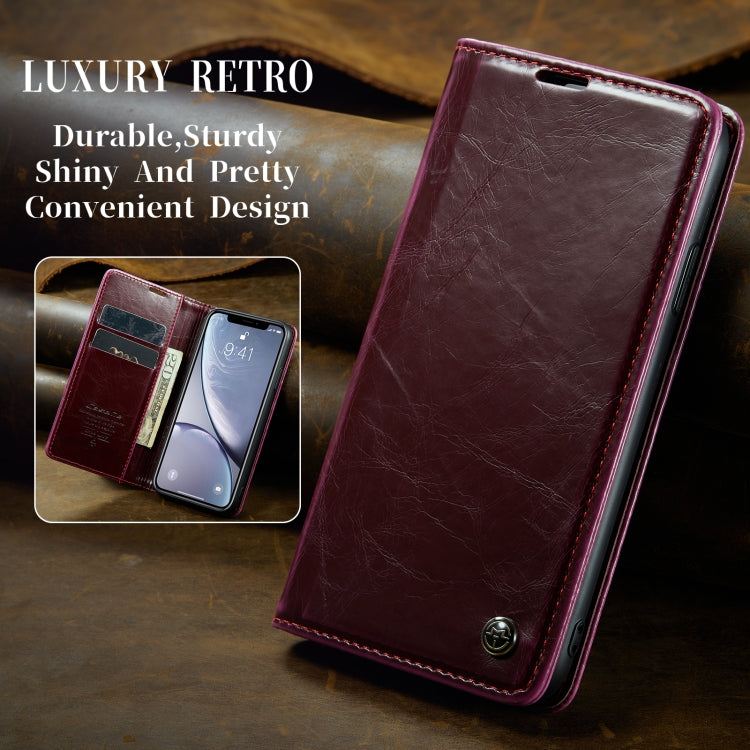 For iPhone XR CaseMe 003 Crazy Horse Texture Leather Phone Case(Wine Red) - More iPhone Cases by CaseMe | Online Shopping South Africa | PMC Jewellery | Buy Now Pay Later Mobicred