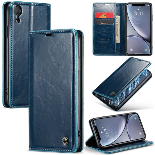 For iPhone XR CaseMe 003 Crazy Horse Texture Leather Phone Case(Blue) - More iPhone Cases by CaseMe | Online Shopping South Africa | PMC Jewellery | Buy Now Pay Later Mobicred