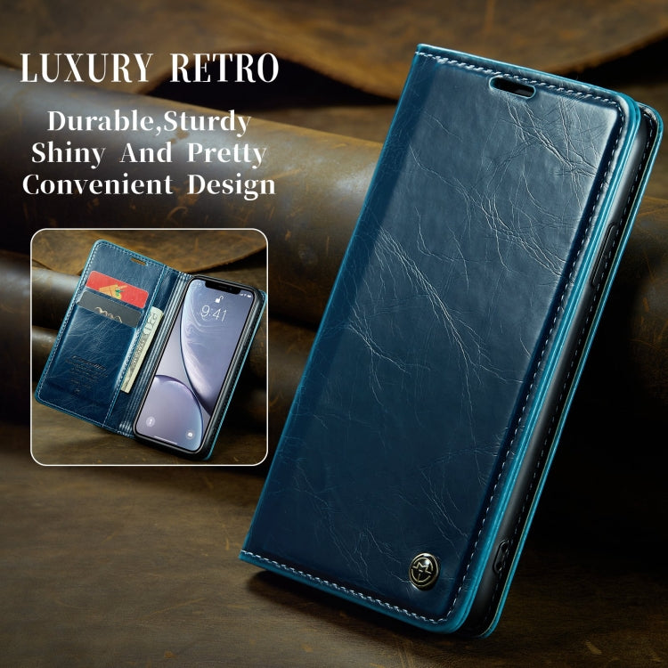 For iPhone XR CaseMe 003 Crazy Horse Texture Leather Phone Case(Blue) - More iPhone Cases by CaseMe | Online Shopping South Africa | PMC Jewellery | Buy Now Pay Later Mobicred