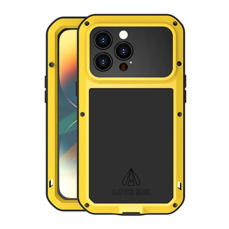 For iPhone 14 Pro Max LOVE MEI Metal Shockproof Life Waterproof Dustproof Phone Case(Yellow) - iPhone 14 Pro Max Cases by LOVE MEI | Online Shopping South Africa | PMC Jewellery