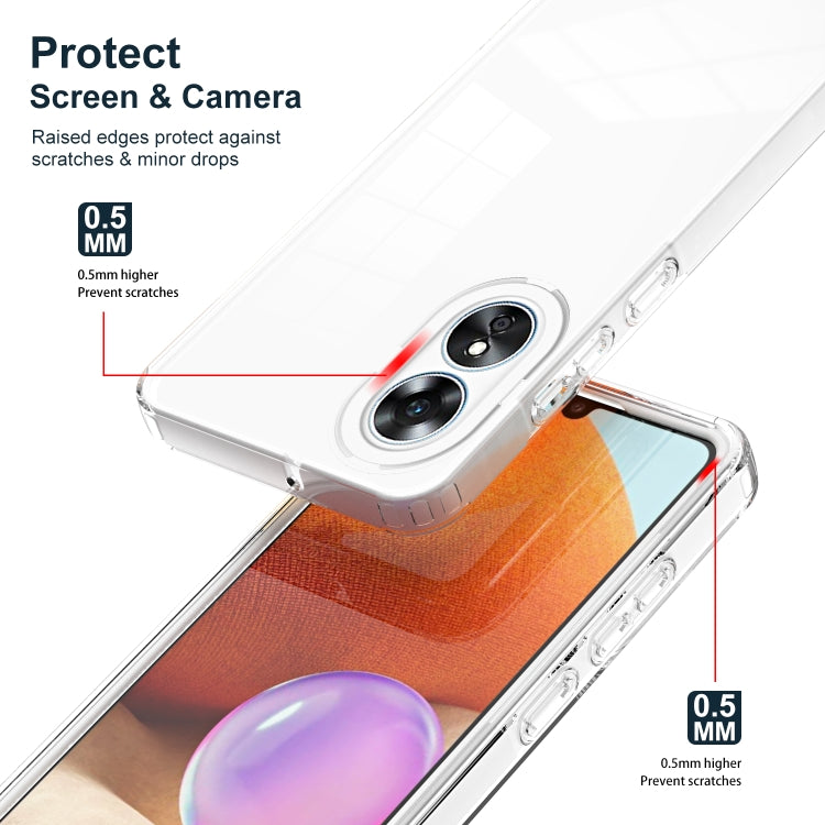 For OPPO A17 4G 3 in 1 Clear TPU Color PC Frame Phone Case(White) - OPPO Cases by PMC Jewellery | Online Shopping South Africa | PMC Jewellery | Buy Now Pay Later Mobicred