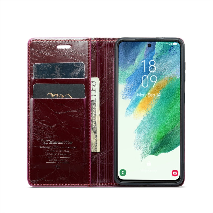 For Samsung Galaxy S21 FE 5G CaseMe 003 Crazy Horse Texture Leather Phone Case(Wine Red) - Galaxy Phone Cases by CaseMe | Online Shopping South Africa | PMC Jewellery | Buy Now Pay Later Mobicred