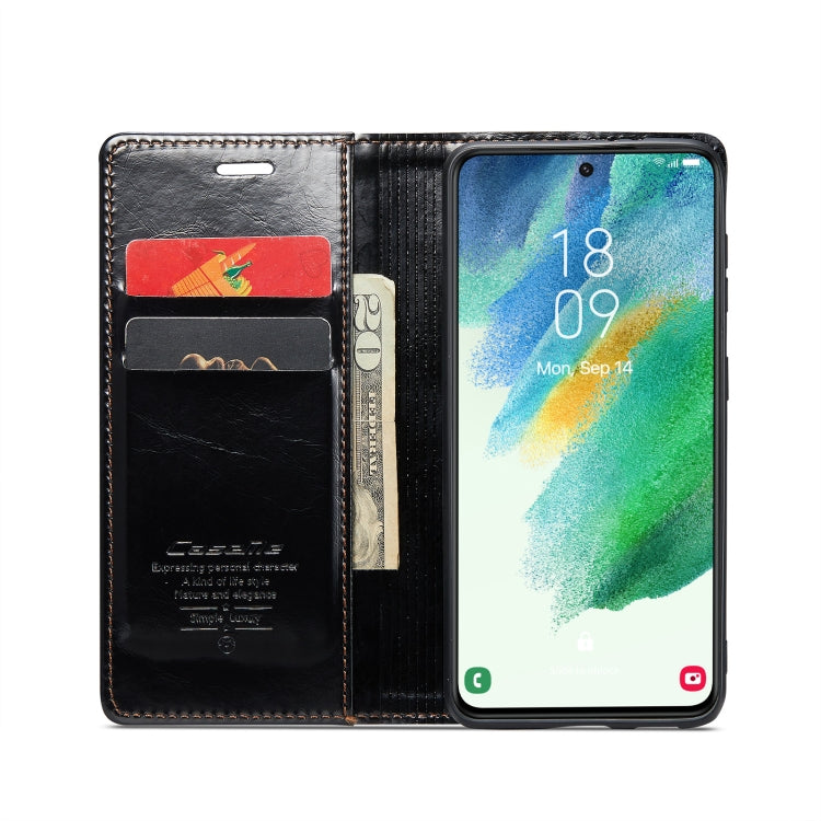 For Samsung Galaxy S21 FE 5G CaseMe 003 Crazy Horse Texture Leather Phone Case(Black) - Galaxy Phone Cases by CaseMe | Online Shopping South Africa | PMC Jewellery | Buy Now Pay Later Mobicred