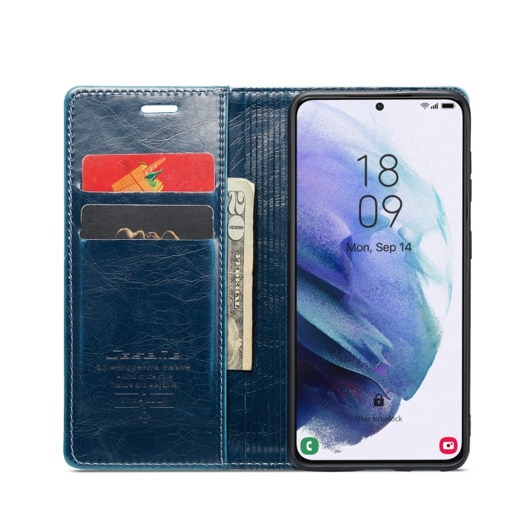 For Samsung Galaxy S21+ 5G CaseMe 003 Crazy Horse Texture Leather Phone Case(Blue) - Galaxy S21+ 5G Cases by CaseMe | Online Shopping South Africa | PMC Jewellery | Buy Now Pay Later Mobicred