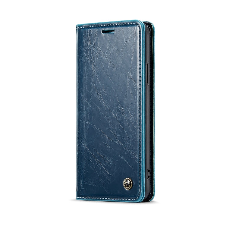 For iPhone XS CaseMe 003 Crazy Horse Texture Leather Phone Case(Blue) - More iPhone Cases by CaseMe | Online Shopping South Africa | PMC Jewellery | Buy Now Pay Later Mobicred