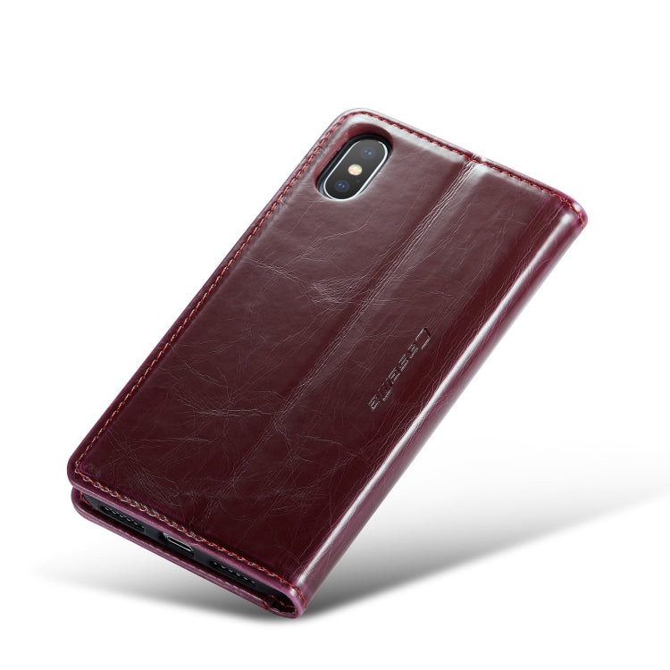 For iPhone XS Max CaseMe 003 Crazy Horse Texture Leather Phone Case(Wine Red) - More iPhone Cases by CaseMe | Online Shopping South Africa | PMC Jewellery | Buy Now Pay Later Mobicred