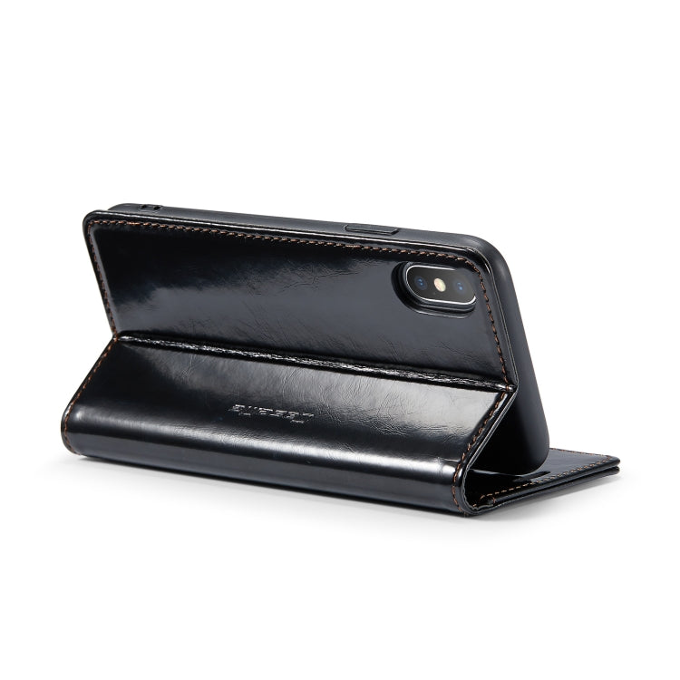 For iPhone XS Max CaseMe 003 Crazy Horse Texture Leather Phone Case(Black) - More iPhone Cases by CaseMe | Online Shopping South Africa | PMC Jewellery | Buy Now Pay Later Mobicred