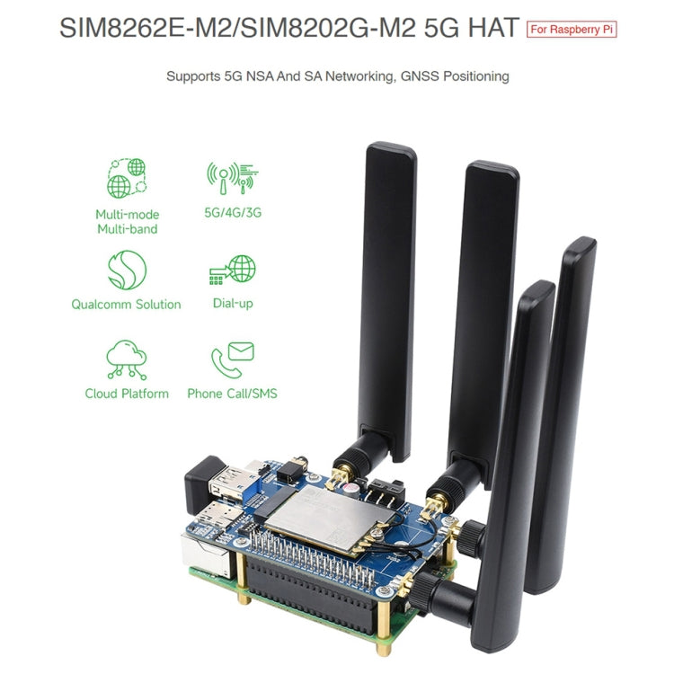 Waveshare SIM8262E-M2/SIM8202G-M2 5G HAT for Raspberry Pi - Mini PC Accessories by WAVESHARE | Online Shopping South Africa | PMC Jewellery | Buy Now Pay Later Mobicred