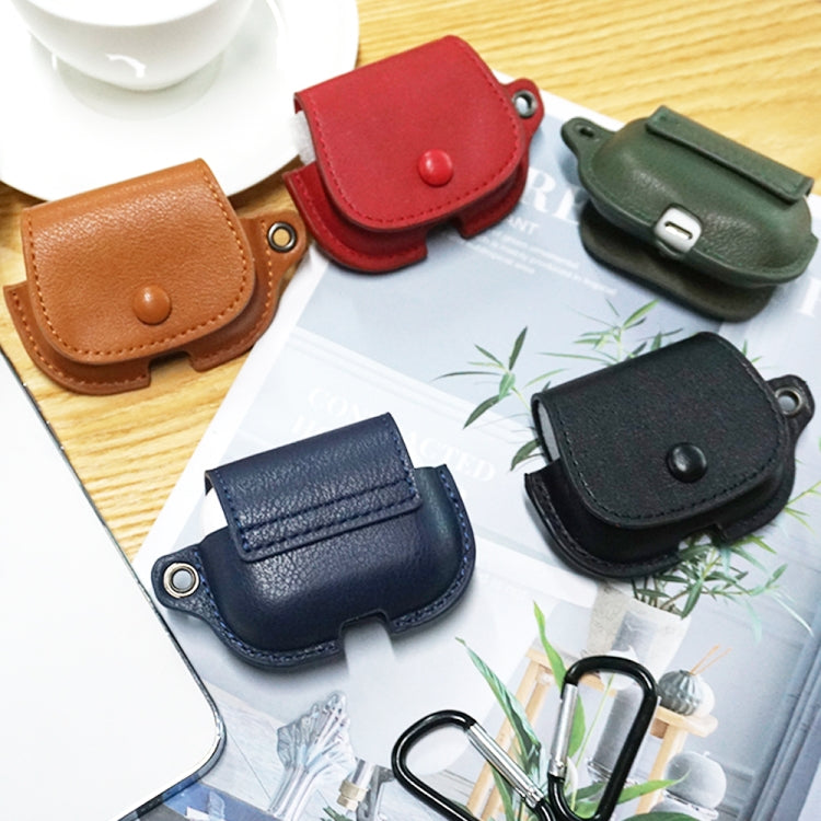 For AirPods Pro Backpack Style PU Leather Earphone Protective Case with Lanyard(Red) - For AirPods Pro by PMC Jewellery | Online Shopping South Africa | PMC Jewellery | Buy Now Pay Later Mobicred