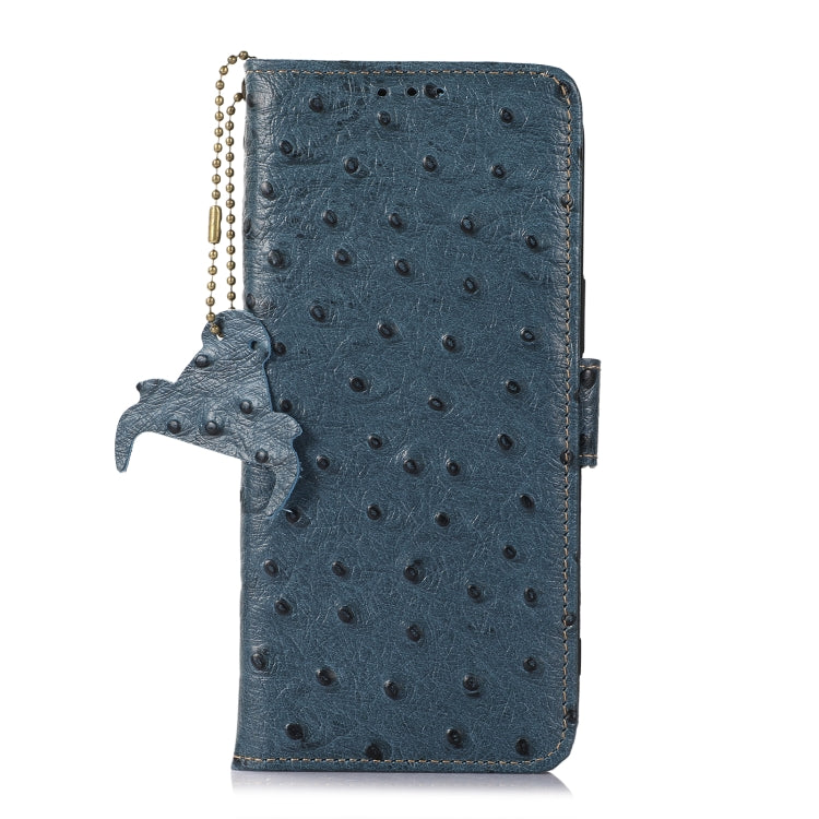 For Google Pixel 7 Ostrich Pattern Genuine Leather RFID Phone Case(Blue) - Google Cases by PMC TechLife | Online Shopping South Africa | PMC TechLife | Buy Now Pay Later Mobicred