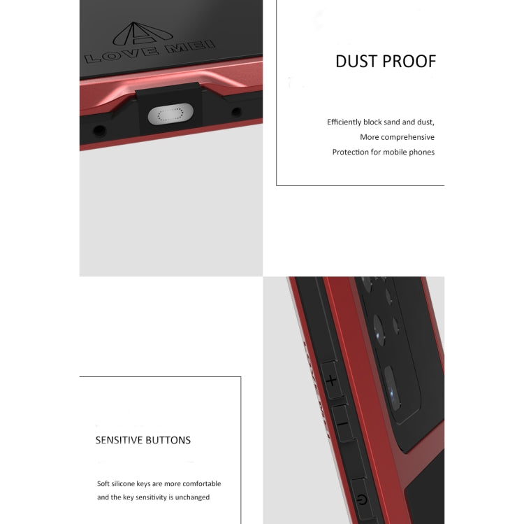 For Galaxy S20 Ultra LOVE MEI Metal Shockproof Waterproof Dustproof Protective Case(Red) - free shipping - PMC TechLife - Order now!