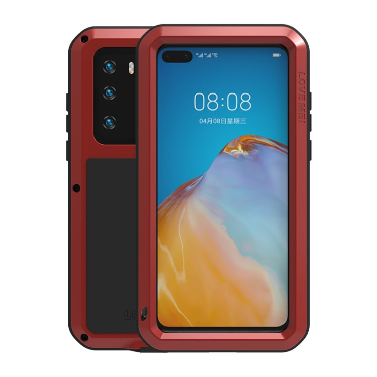 For Huawei P40 LOVE MEI Metal Shockproof Waterproof Dustproof Protective Case(Red) - Huawei Cases by LOVE MEI | Online Shopping South Africa | PMC Jewellery