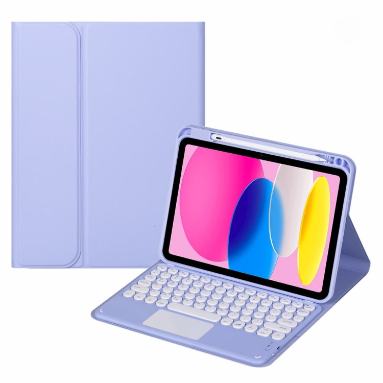 For iPad 10th Gen 10.9 2022 SA-10C Bluetooth Touch Keyboard Leather Tablet Case with Pen Slot(Purple) - free shipping - PMC TechLife - Order now!