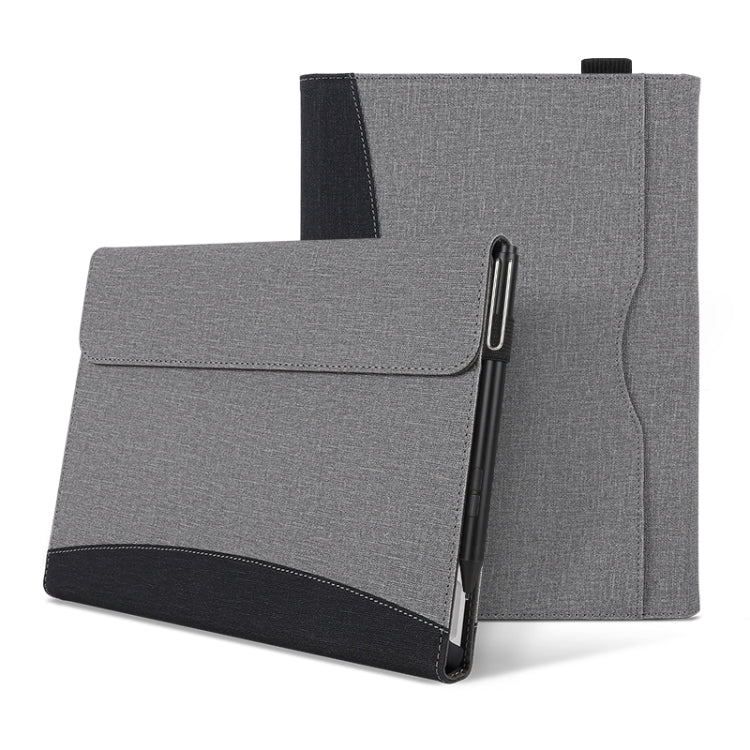 For Microsoft Surface Pro 10 / 9 Cloth Texture Stitching Leather Tablet Case(Black Grey) - Others by PMC TechLife | Online Shopping South Africa | PMC TechLife | Buy Now Pay Later Mobicred