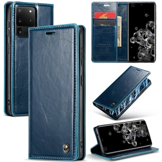 For Samsung Galaxy S20 Ultra CaseMe 003 Crazy Horse Texture Leather Phone Case(Blue) - Galaxy Phone Cases by CaseMe | Online Shopping South Africa | PMC Jewellery | Buy Now Pay Later Mobicred