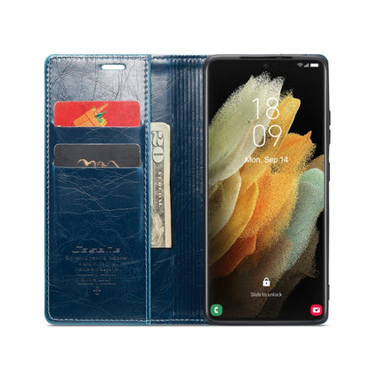 For Samsung Galaxy S21 Ultra 5G CaseMe 003 Crazy Horse Texture Leather Phone Case(Blue) - Galaxy S21 Ultra 5G Cases by CaseMe | Online Shopping South Africa | PMC Jewellery | Buy Now Pay Later Mobicred