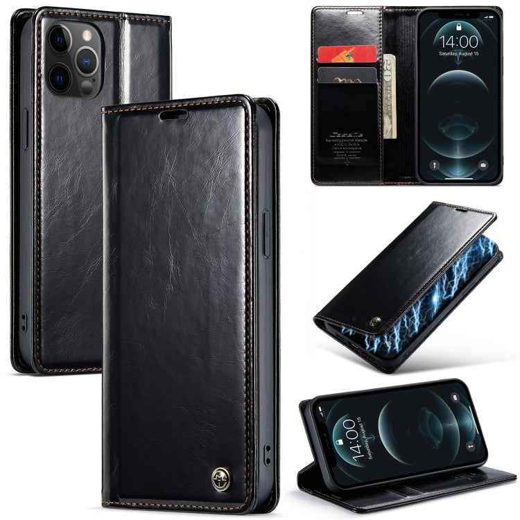 For iPhone 12 Pro CaseMe 003 Crazy Horse Texture Leather Phone Case(Black) - iPhone 12 / 12 Pro Cases by CaseMe | Online Shopping South Africa | PMC Jewellery | Buy Now Pay Later Mobicred