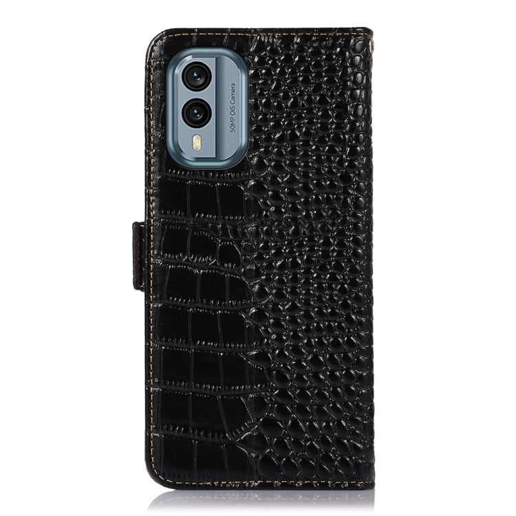 For Nokia X30 5G Crocodile Top Layer Cowhide Leather Phone Case(Black) - Nokia Cases by PMC TechLife | Online Shopping South Africa | PMC TechLife | Buy Now Pay Later Mobicred