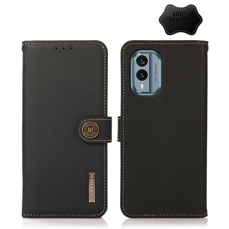 For Nokia X30 5G KHAZNEH Custer Genuine Leather RFID Phone Case(Black) - Nokia Cases by PMC TechLife | Online Shopping South Africa | PMC TechLife | Buy Now Pay Later Mobicred
