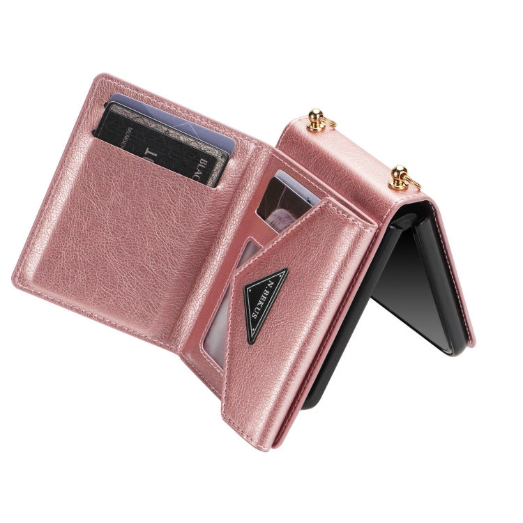 For Samsung Galaxy Z Flip4 N.BEKUS Side Zipper Folding Phone Leather Case(Pink) - Galaxy Z Flip4 5G Cases by N.BEKUS | Online Shopping South Africa | PMC Jewellery