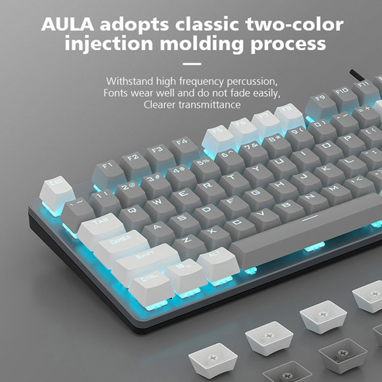 AULA F3287 Wired Color Matching Single Mode 87 Keys Mechanical Keyboard,Green Shaft(White) - Wired Keyboard by AULA | Online Shopping South Africa | PMC Jewellery | Buy Now Pay Later Mobicred