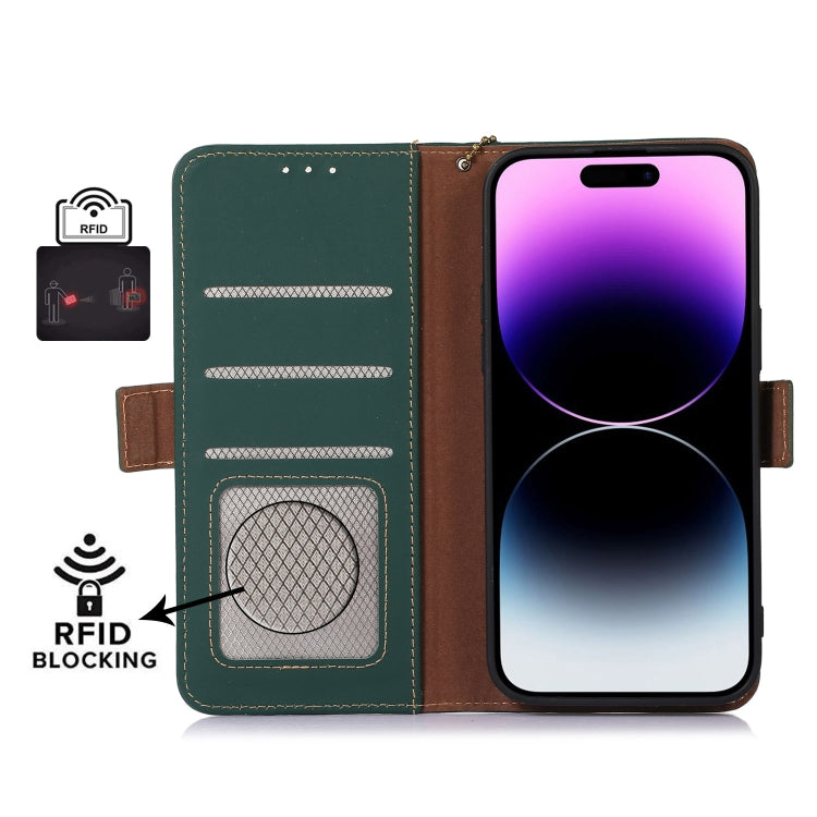 For Nokia C31 Genuine Leather Magnetic RFID Leather Phone Case(Green) - Nokia Cases by PMC TechLife | Online Shopping South Africa | PMC TechLife | Buy Now Pay Later Mobicred