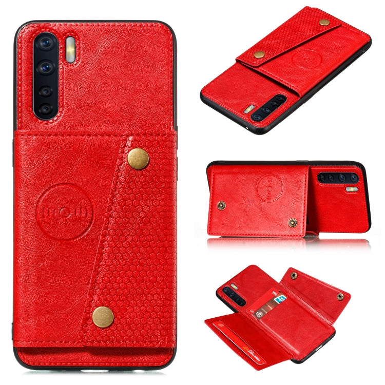 For OPPO A91 PU + TPU Shockproof Magnetic Protective Case with Card Slots(Red) - OPPO Cases by PMC Jewellery | Online Shopping South Africa | PMC Jewellery | Buy Now Pay Later Mobicred