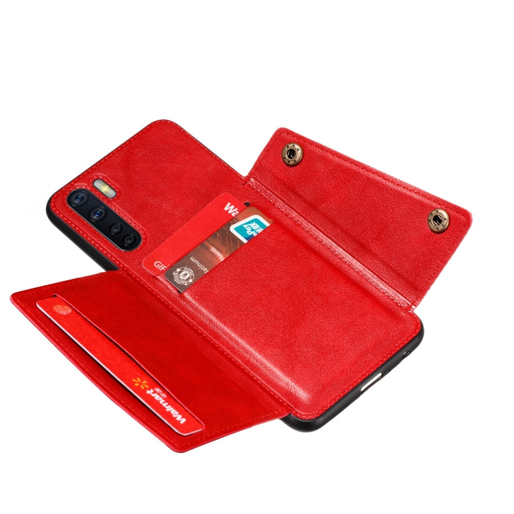 For OPPO A91 PU + TPU Shockproof Magnetic Protective Case with Card Slots(Red) - OPPO Cases by PMC Jewellery | Online Shopping South Africa | PMC Jewellery | Buy Now Pay Later Mobicred