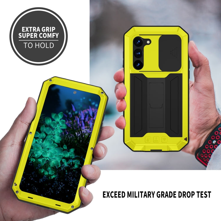 For Samsung Galaxy S23+ 5G R-JUST Sliding Camera Design Life Waterproof Dustproof Shockproof Phone Case(Yellow) - Galaxy S23+ 5G Cases by R-JUST | Online Shopping South Africa | PMC Jewellery
