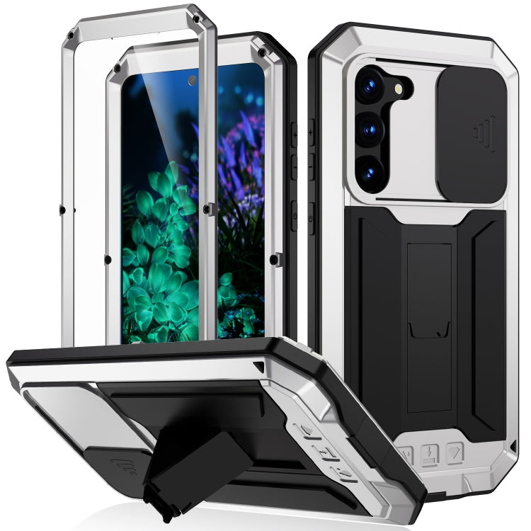 For Samsung Galaxy S23+ 5G R-JUST Sliding Camera Design Life Waterproof Dustproof Shockproof Phone Case(Silver) - Galaxy S23+ 5G Cases by R-JUST | Online Shopping South Africa | PMC Jewellery