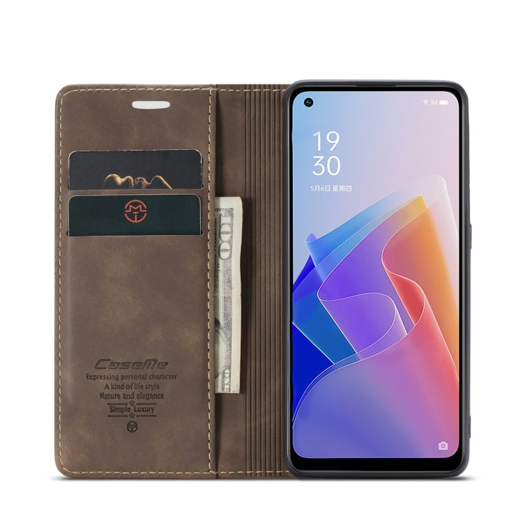 CaseMe 013 Multifunctional Horizontal Flip Leather Phone Case For OPPO Reno7 Z Global/Reno7 Lite Global/Reno8 Lite Global/F21 Pro 5G Global/Reno8 Z Global(Coffee) - OPPO Cases by CaseMe | Online Shopping South Africa | PMC Jewellery | Buy Now Pay Later Mobicred