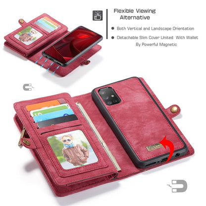 For Galaxy A51 4G CaseMe-008 Detachable Multifunctional Horizontal Flip Leather Case with Card Slot & Holder & Zipper Wallet & Photo Frame(Red) - Galaxy Phone Cases by CaseMe | Online Shopping South Africa | PMC Jewellery | Buy Now Pay Later Mobicred