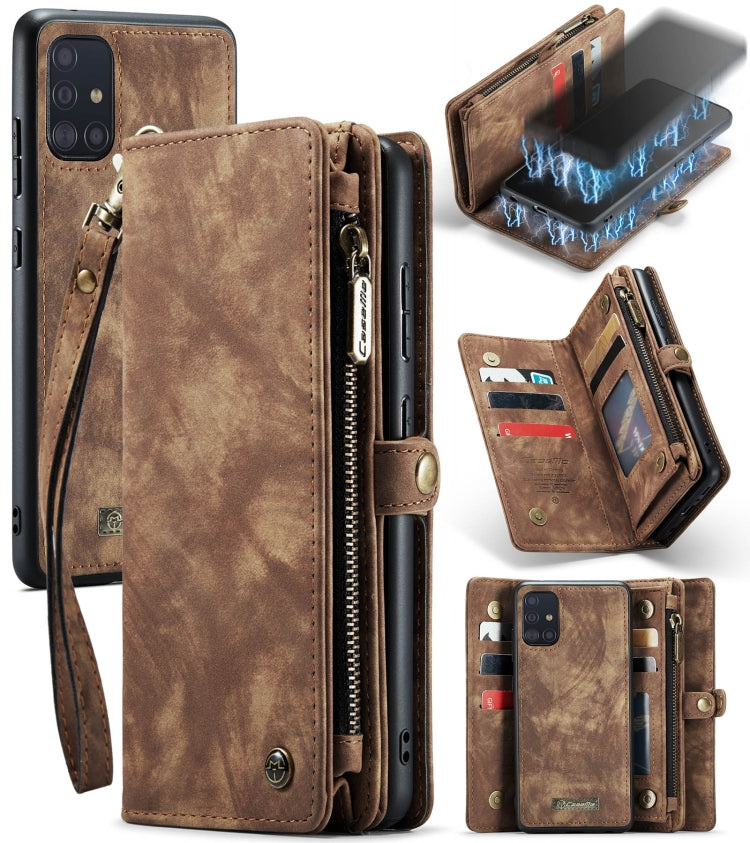 For Galaxy A71 4G CaseMe-008 Detachable Multifunctional Horizontal Flip Leather Case with Card Slot & Holder & Zipper Wallet & Photo Frame(Brown) - Galaxy Phone Cases by CaseMe | Online Shopping South Africa | PMC Jewellery | Buy Now Pay Later Mobicred