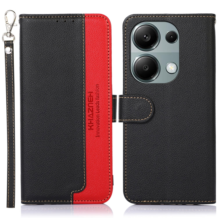 For Xiaomi Redmi Note 13 4G KHAZNEH Litchi Texture Leather RFID Phone Case(Black) - Note 13 Cases by PMC Jewellery | Online Shopping South Africa | PMC Jewellery | Buy Now Pay Later Mobicred