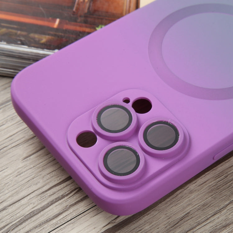 For iPhone 14 Liquid TPU Silicone Gradient MagSafe Phone Case(Purple) - iPhone 14 Cases by PMC TechLife | Online Shopping South Africa | PMC TechLife