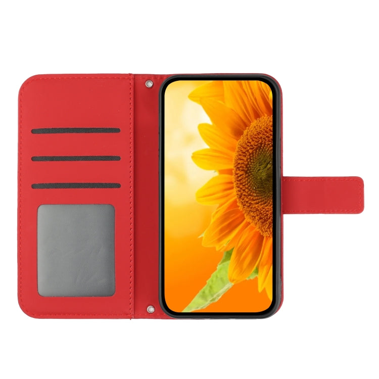 For TCL 40 SE HT04 Skin Feel Sun Flower Embossed Flip Leather Phone Case with Lanyard(Red) - More Brand by PMC Jewellery | Online Shopping South Africa | PMC Jewellery | Buy Now Pay Later Mobicred