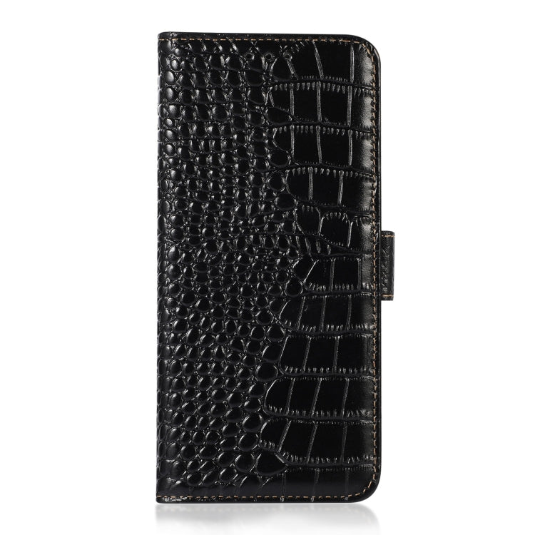For OnePlus 11 5G Crocodile Top Layer Cowhide RFID Leather Phone Case(Black) - OnePlus Cases by PMC TechLife | Online Shopping South Africa | PMC TechLife | Buy Now Pay Later Mobicred