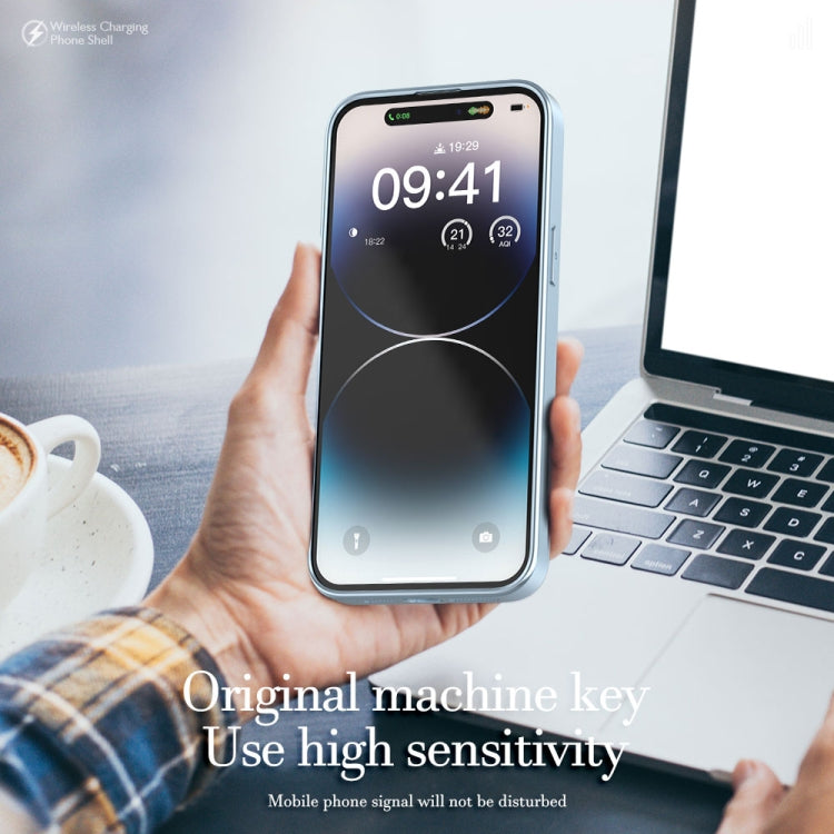 For iPhone 14 Pro R-JUST Square Round Mirror PC+TPU Phone Case(Blue) - iPhone 14 Pro Cases by R-JUST | Online Shopping South Africa | PMC TechLife