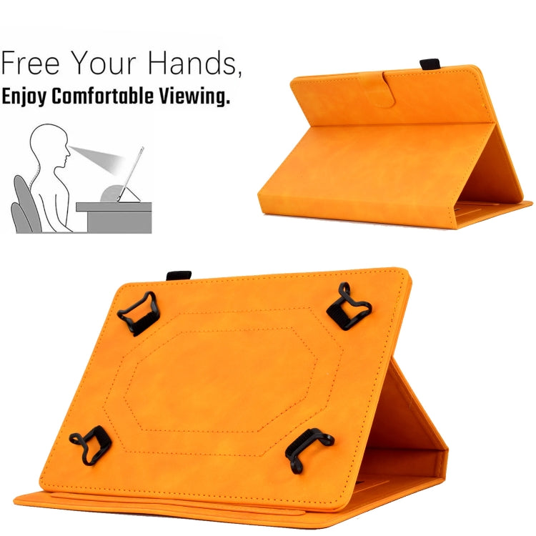 For 8 inch Tablets Peony Butterfly Embossed Leather Tablet Case(Khaki) - 8 inch by PMC TechLife | Online Shopping South Africa | PMC TechLife | Buy Now Pay Later Mobicred