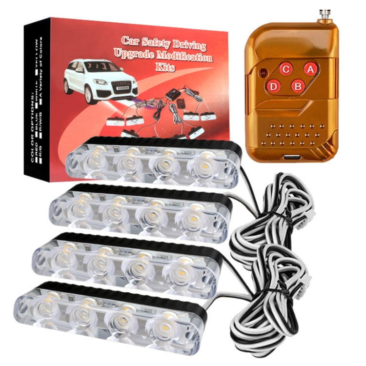 4 in 1 Car 16LEDs Grille Flash Lights Warning Lights with Wireless Remote Control(Red Yellow) - free shipping - PMC TechLife - Order now!