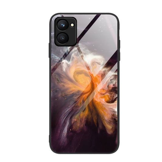 For Realme C33 Marble Pattern Glass Phone Case(Typhoon) - Realme Cases by PMC Jewellery | Online Shopping South Africa | PMC Jewellery | Buy Now Pay Later Mobicred