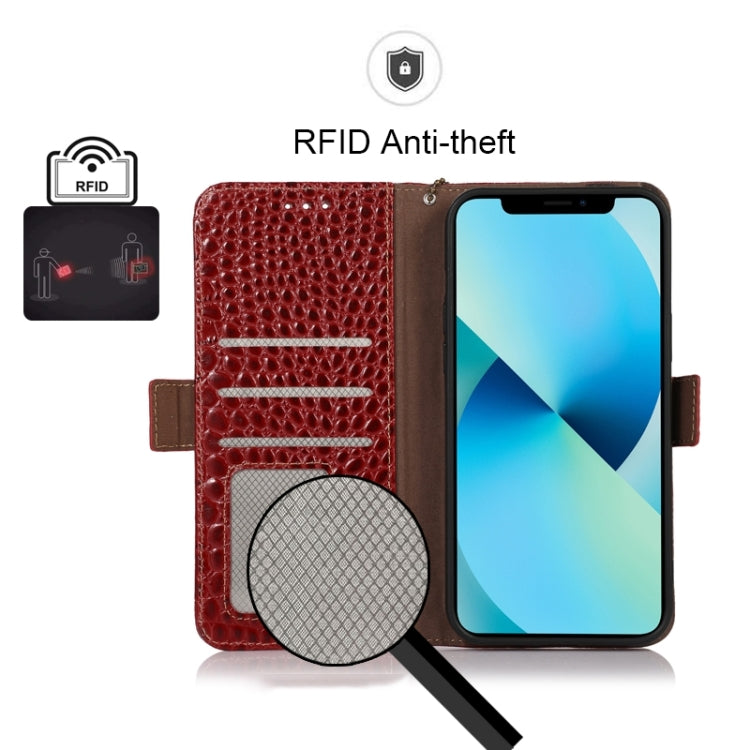 For Honor X7a 4G Crocodile Top Layer Cowhide Leather Phone Case(Red) - Honor Cases by PMC TechLife | Online Shopping South Africa | PMC TechLife | Buy Now Pay Later Mobicred