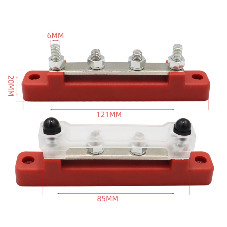 CP-3118 150A 12-48V RV Yacht Single-row 2-way Busbar with 4pcs Terminals(Red) - Booster Cable & Clip by PMC Jewellery | Online Shopping South Africa | PMC Jewellery | Buy Now Pay Later Mobicred