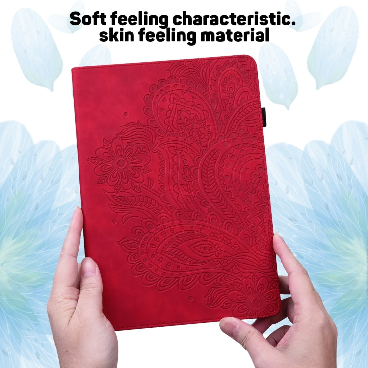 For Lenovo Tab P11 Gen 2 Peacock Embossed Pattern Leather Tablet Case(Red) - Lenovo by PMC TechLife | Online Shopping South Africa | PMC TechLife | Buy Now Pay Later Mobicred
